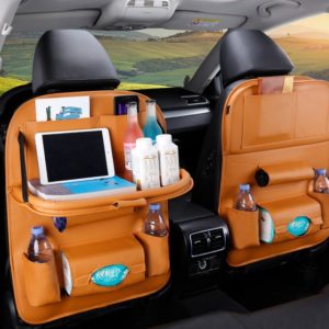 Car Seat Organizer PU Leather Storage Bag Foldable Table Car Seat Storage  Bag Car Accessories