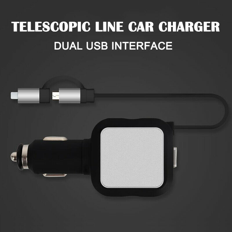 Retractable Double USB Charger for Car Accessories® Best Gadget Store